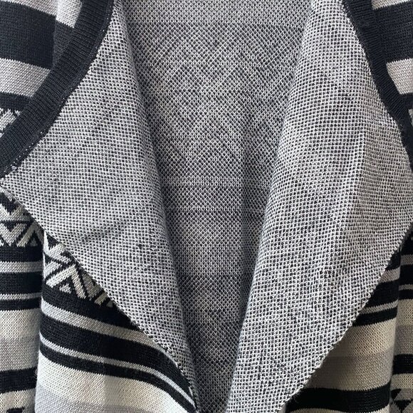 Cynthia Rowley Long Cardigan Plus Size 1X Open Sweater Black Aztec Wool Blend Du - Picture 7 of 10